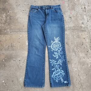 Vintage Y2K Ralph Lauren Bootcut Jeans Size 10 Blue Bleached Floral LRL 31x31